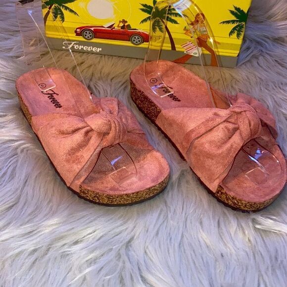 FOREVER Mauve Pink Bow Sandals - Picture 2 of 5